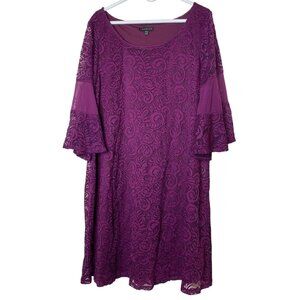 Lane Bryant Lace Bell-Sleeve Dress Plus Size 18/20 Purple